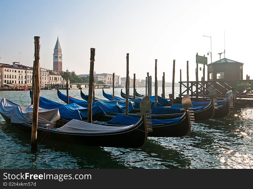 Cased gondolas on parking station