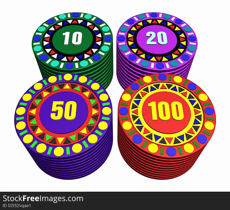 3d illustration of casino chips