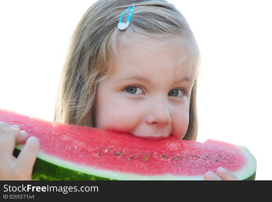 Girl eating watermelon