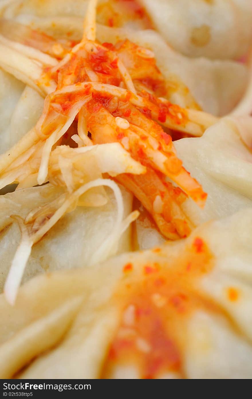 Close up of Chinese dumplings