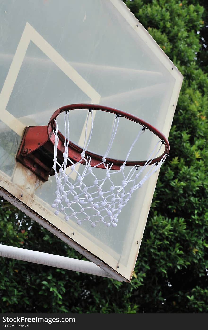 Close up of basketball hoop and net. For concepts such as sports and exercise, and healthy lifestyle.