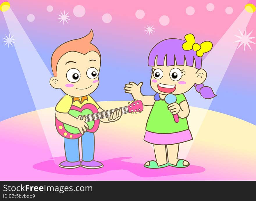 I love singing cartoon vector by illustrator