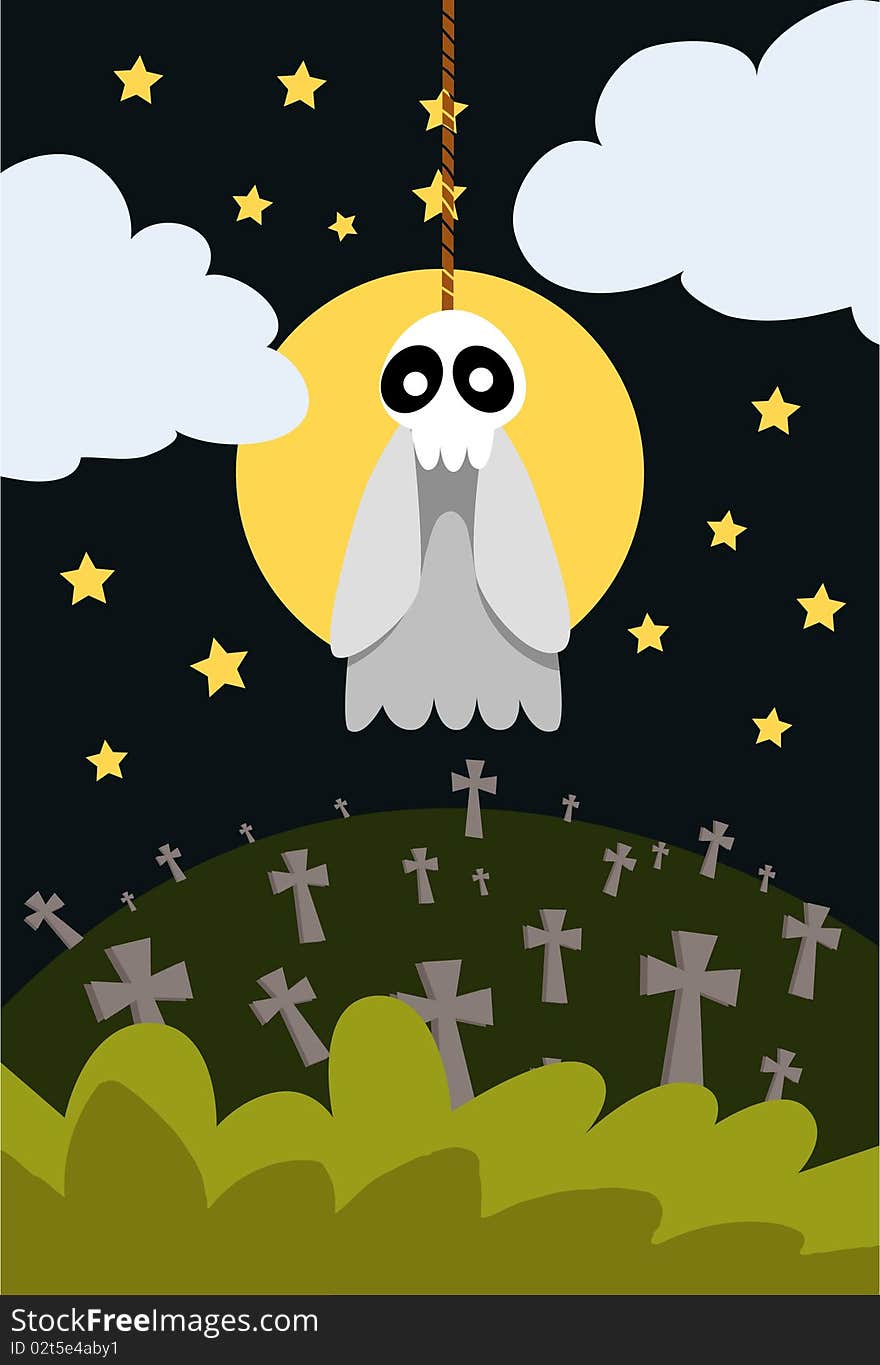 Image of a ghost that haunts in cemetery on Halloween night. Image of a ghost that haunts in cemetery on Halloween night.