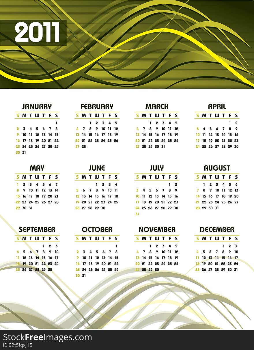 2011 Calendar with Abstract Background. 2011 Calendar with Abstract Background.