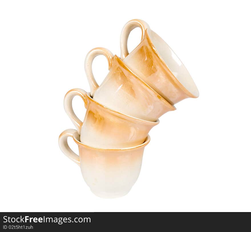 Cups on a white background