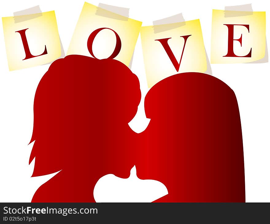 Background Valentine's Day red silhouettes