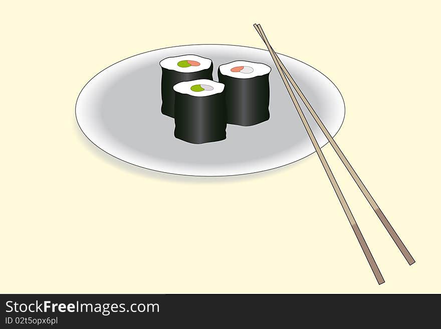 The abstract sushi rolls background