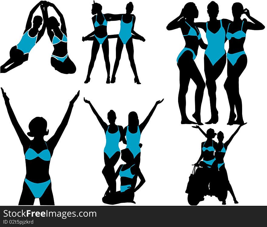 Silhouettes fitness woman have fun