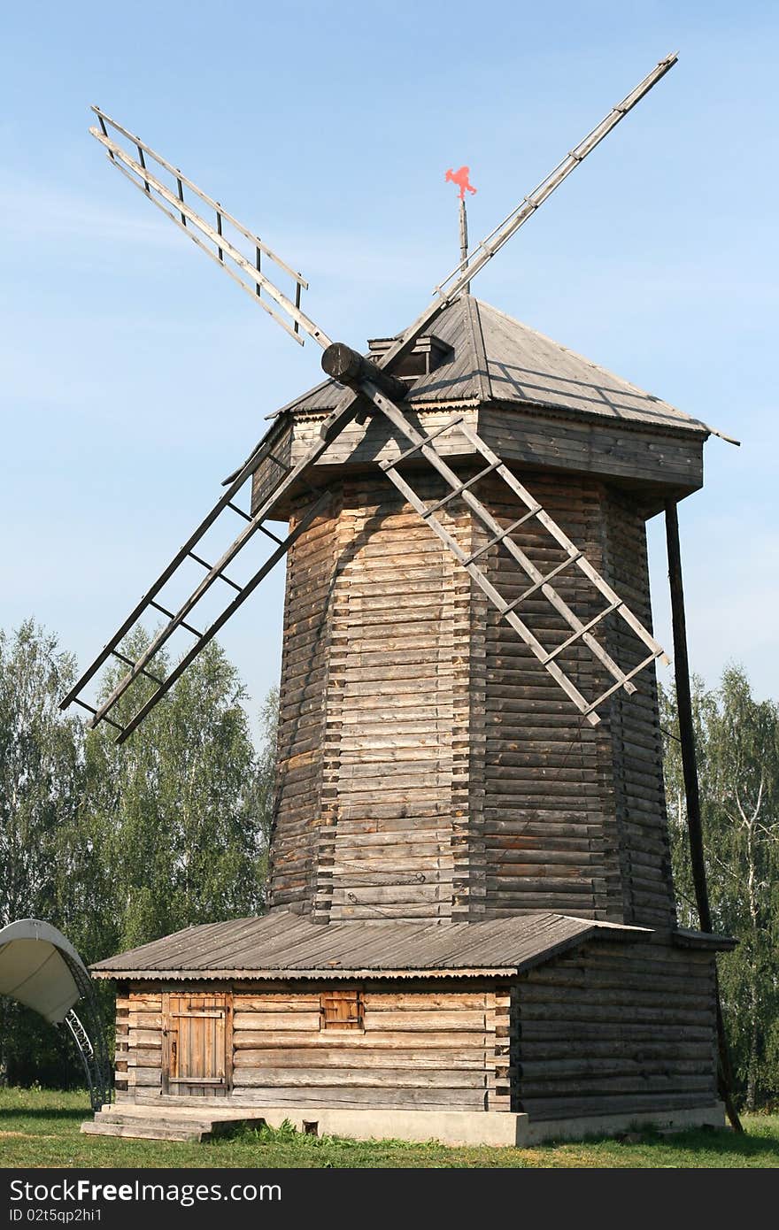 Old wooden windmill in Suzdal Russia