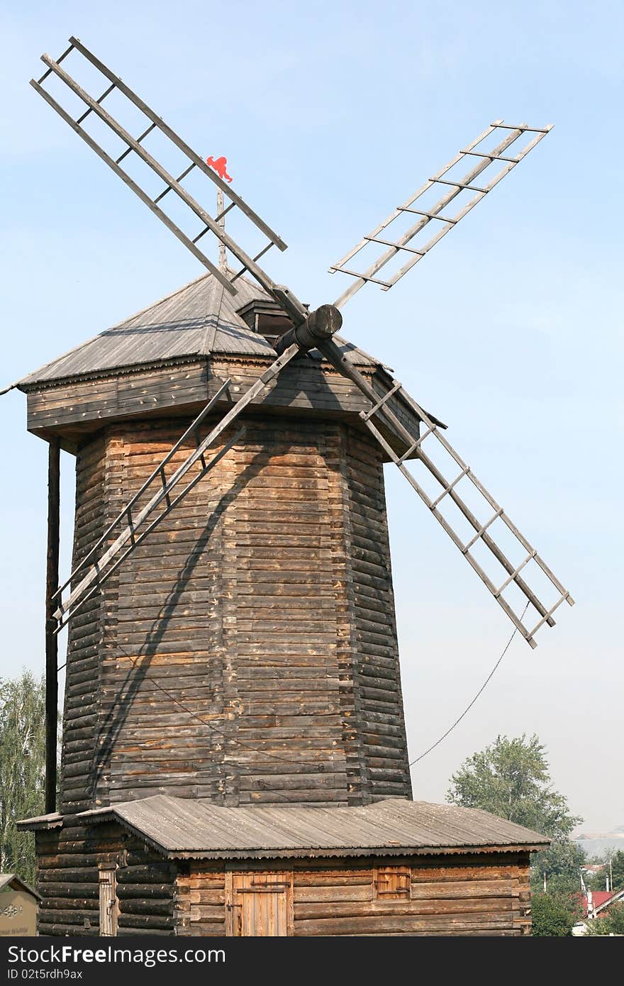 Old wooden windmill in Suzdal Russia