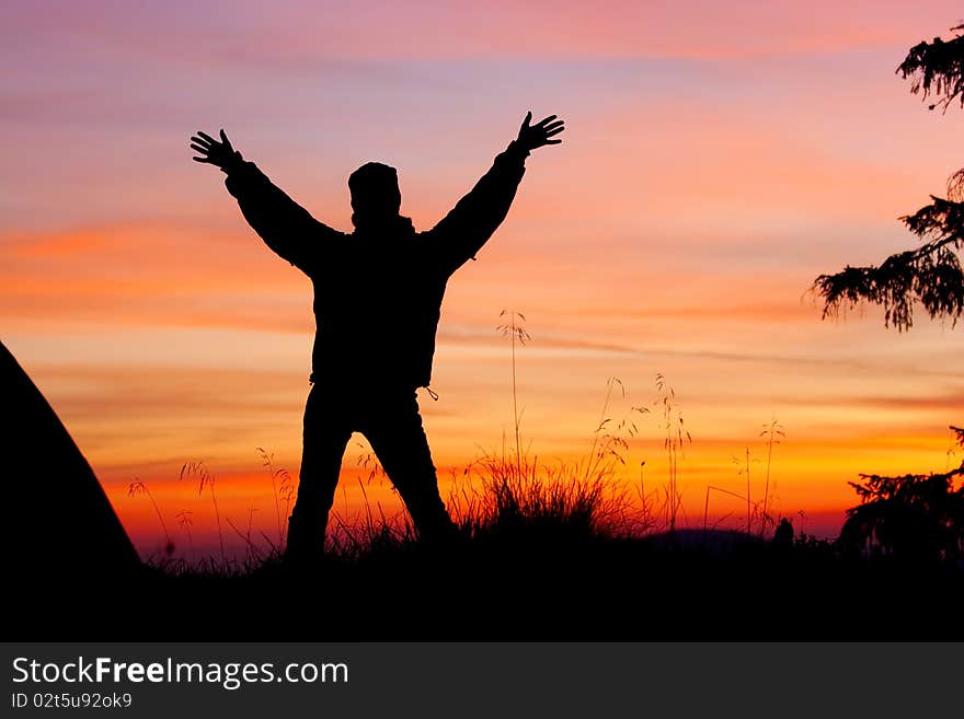 Sunset in mountains