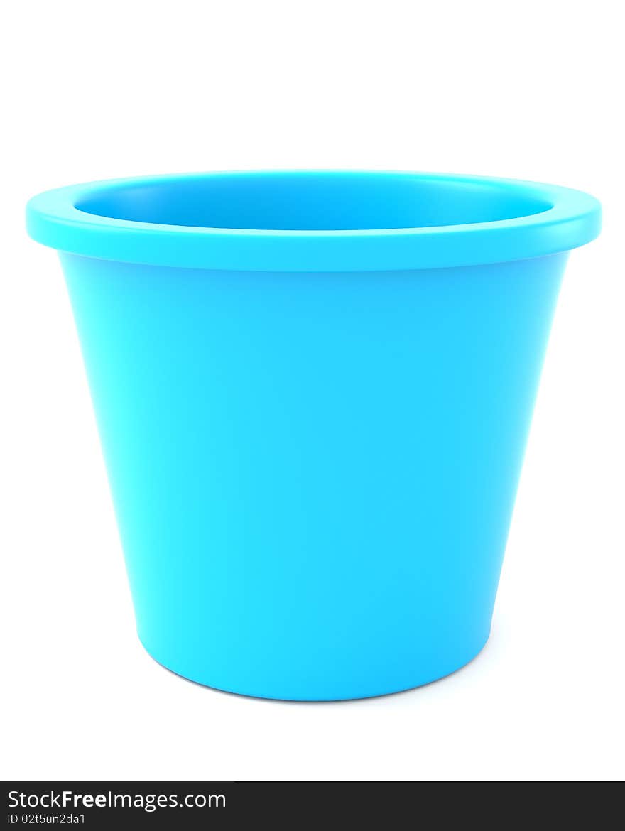 Blue flower pot isolated on white background