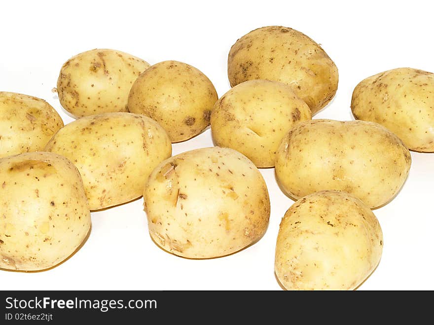 Potatoes on a white background