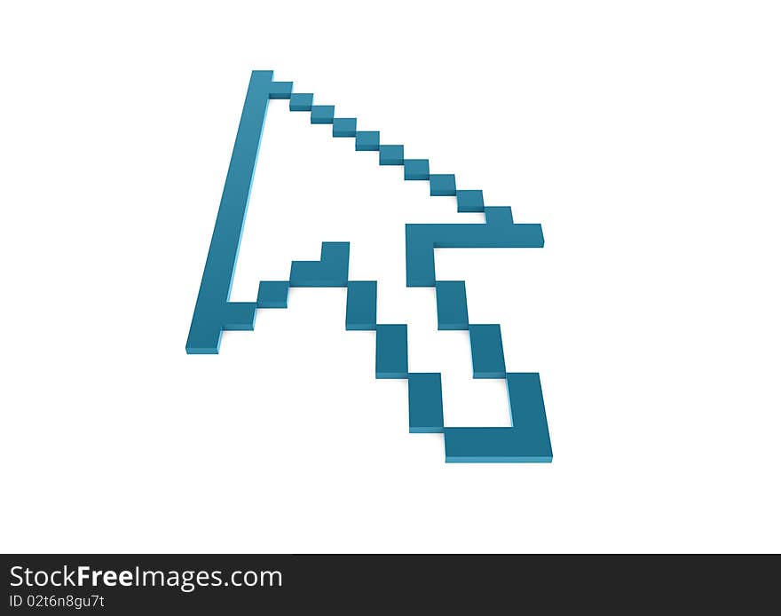 A 3D rendered illustration pixel business graph arrow blue. A 3D rendered illustration pixel business graph arrow blue