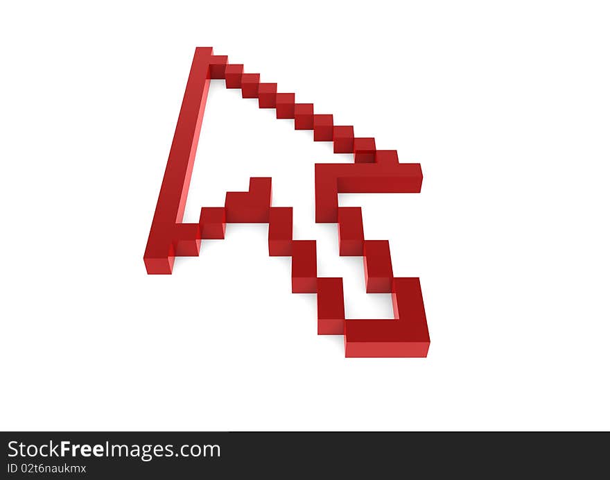 A 3D rendered illustration pixel business graph arrow red. A 3D rendered illustration pixel business graph arrow red