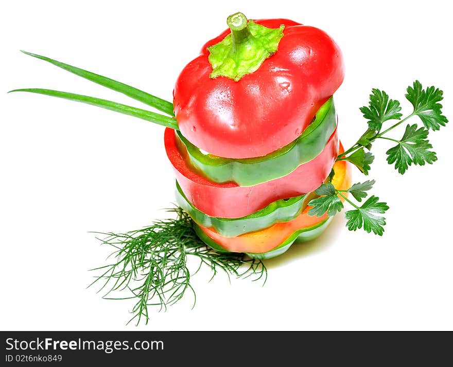 Mixed Peppers In Stack