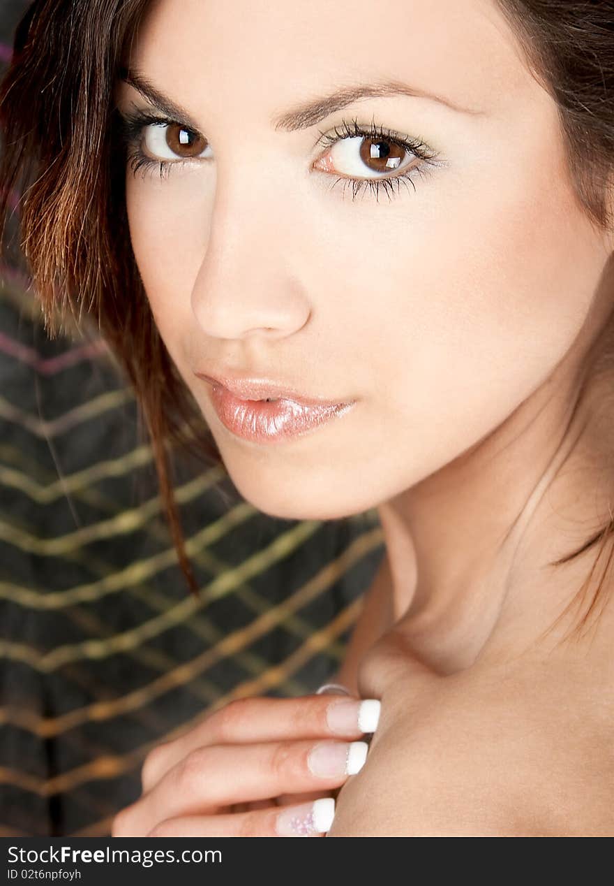 Closeup portrait of a happy young woman smiling