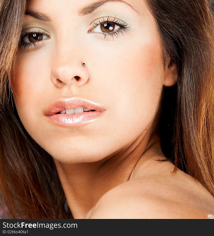 Closeup portrait of a happy young woman smiling