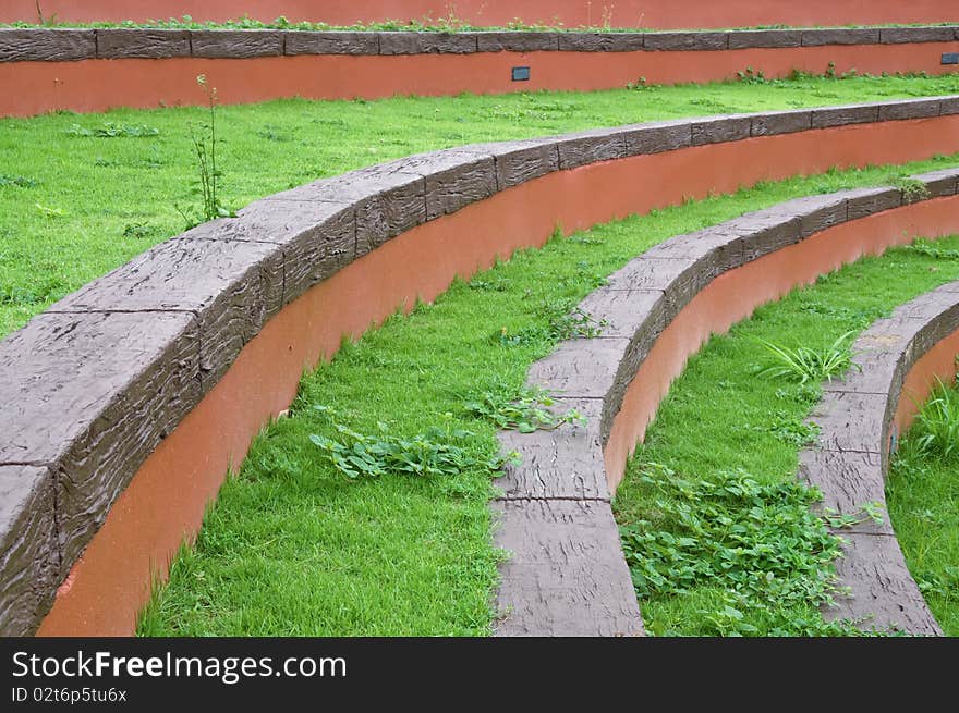 Curved green stairs in a park, Thailand. Curved green stairs in a park, Thailand.