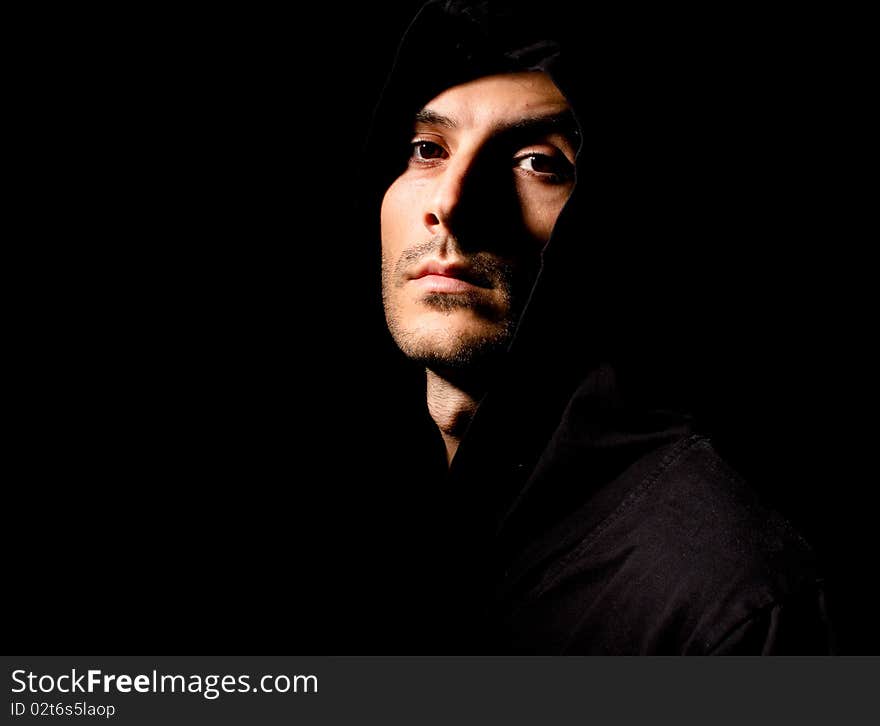 Portrait of a male model in the dark