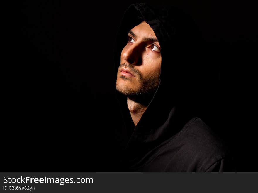 Portrait of a male model in the dark