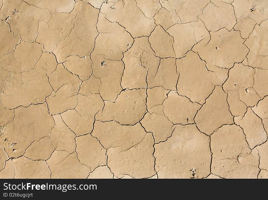 The texture of dry cracked earth