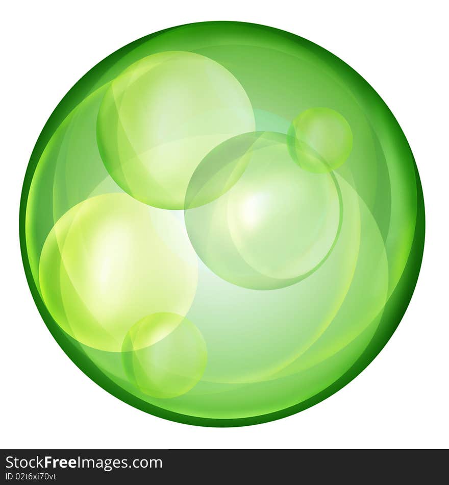 Clear Green Ball On White Background