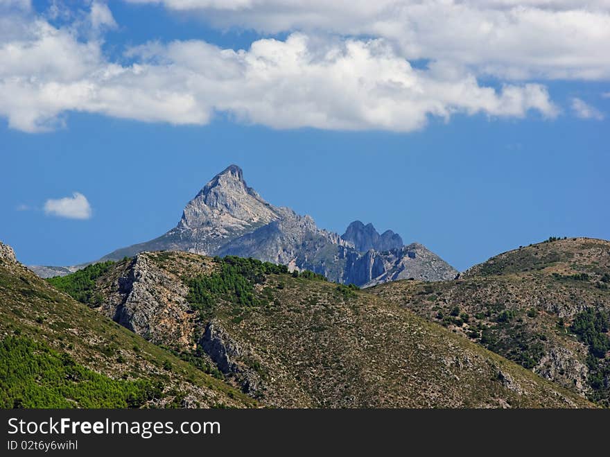 Bernia Ridge mountains in Spain. Popular hiking trail. Valencia Province. Bernia Ridge mountains in Spain. Popular hiking trail. Valencia Province