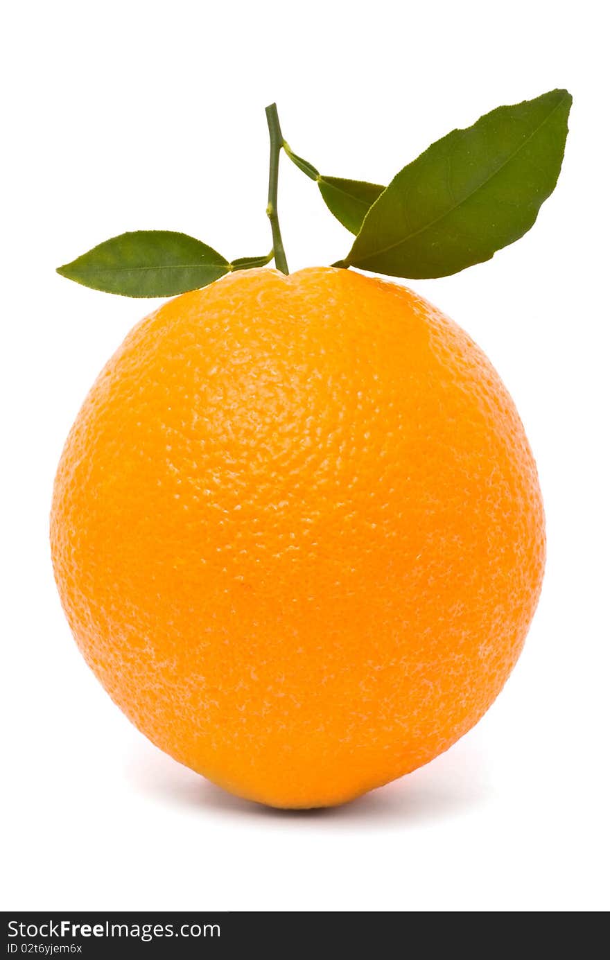 Ripe orange with leaves