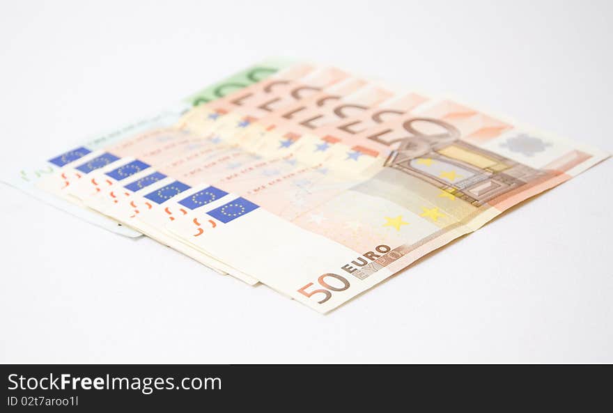 Euro Bills On A White Background