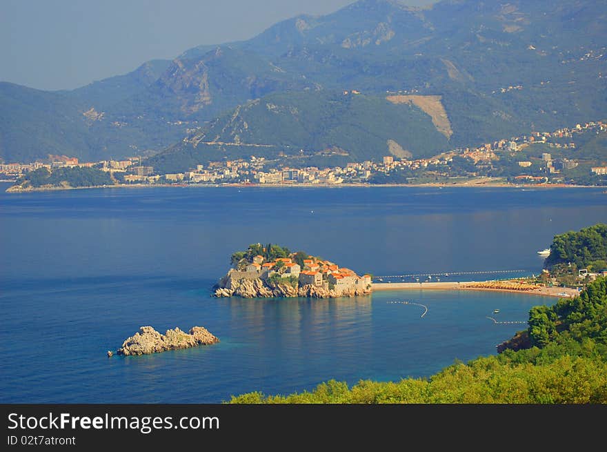 Panorama of Sveti Stefan, Montenegro