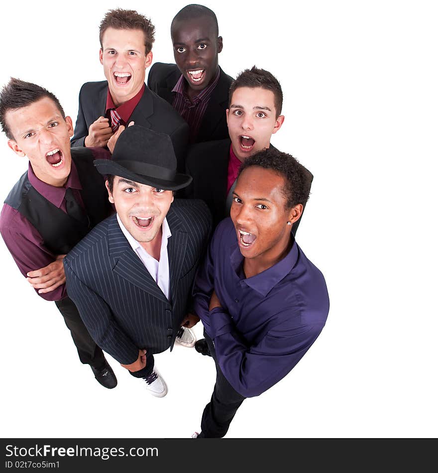 Young group of businessmen isolated over white background. Trendy multiracial group. Young group of businessmen isolated over white background. Trendy multiracial group.