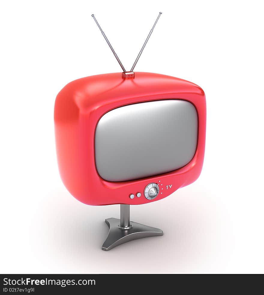 Red retro TV Set