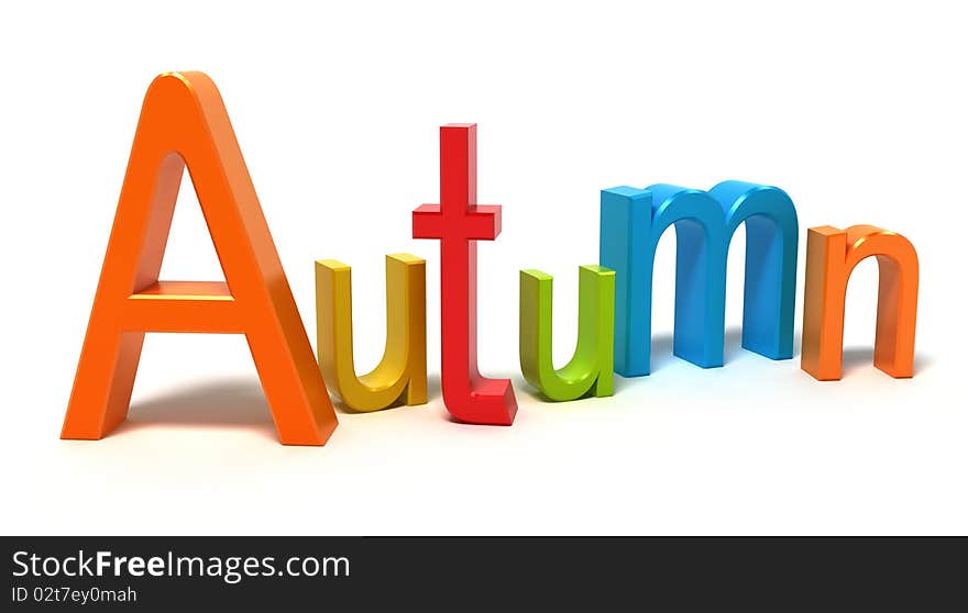 Word autumn with colourful letters