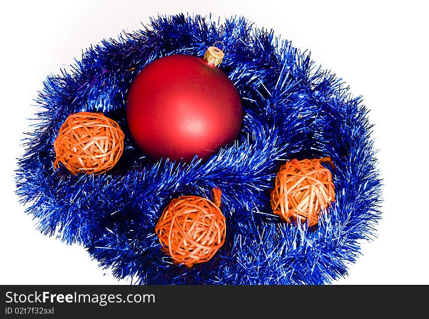 Bomblets on christmas chains isolated