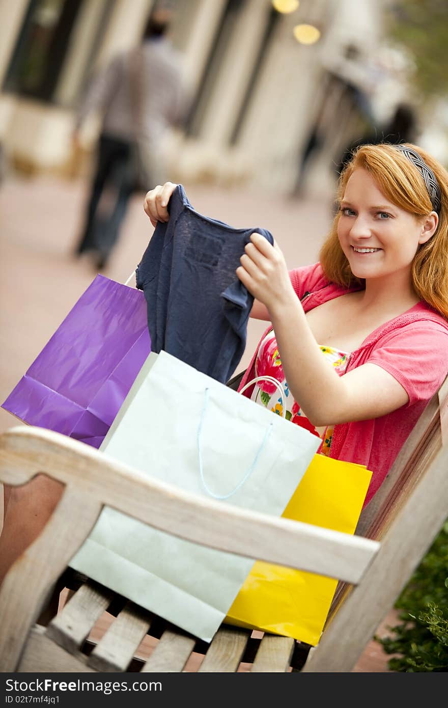 Young woman shopping at a mall