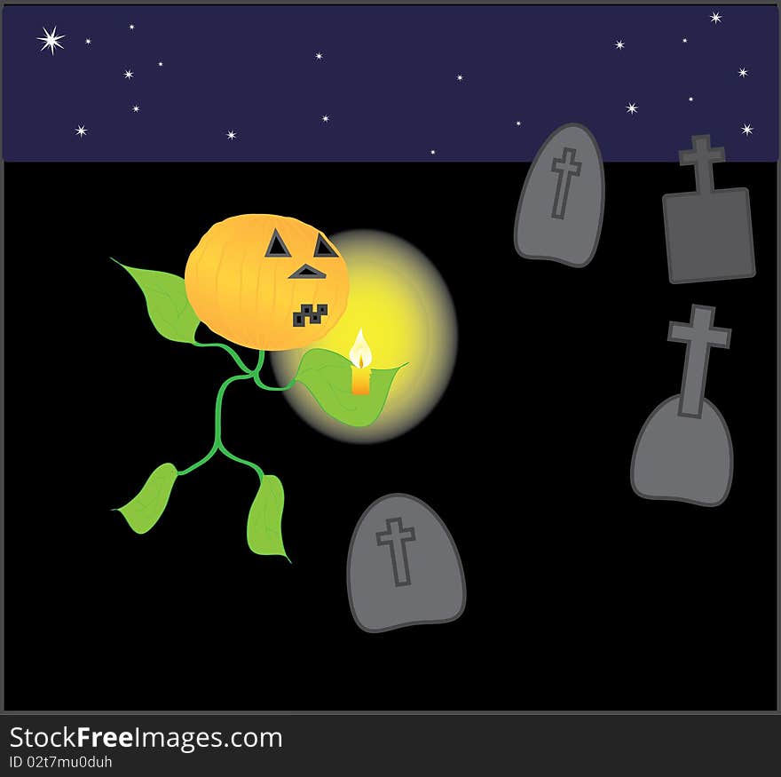 Halloween, starry night at the cemetery. Halloween, starry night at the cemetery