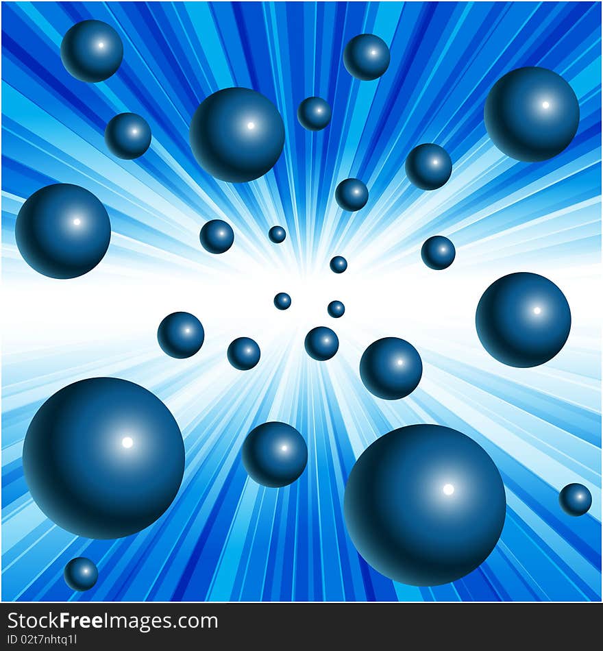 Illustration, abstract blue texture with blue ball