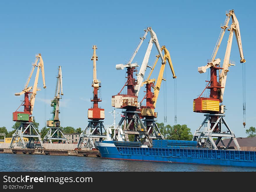 Giant cranes in port