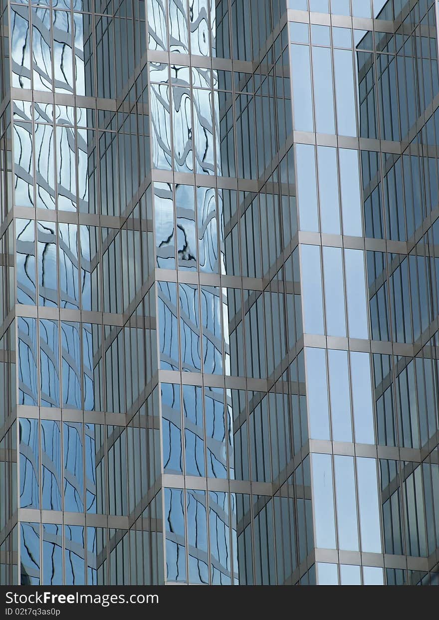 Window reflection from new city of modern technology