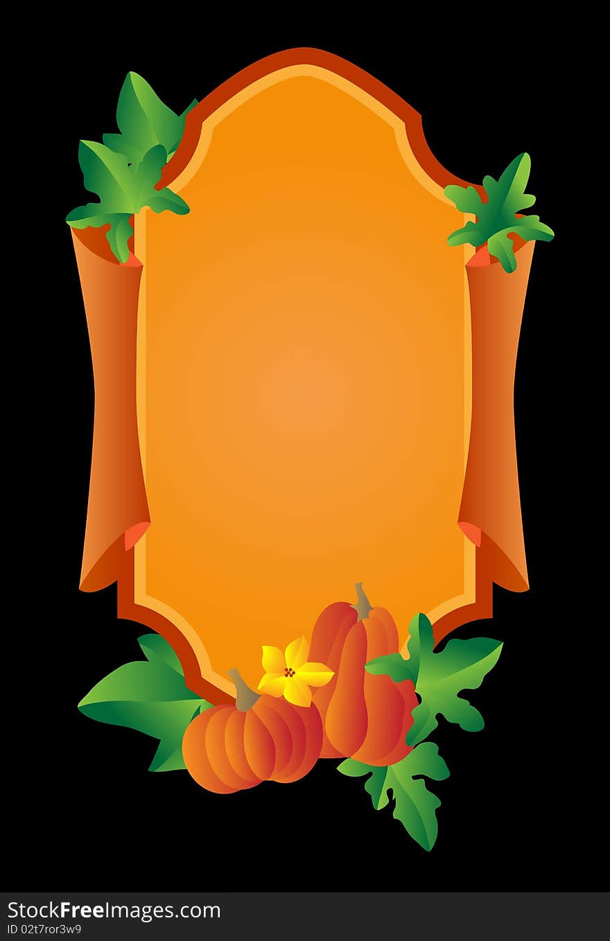 Frame, background with a pumpkin. Vector illustration.