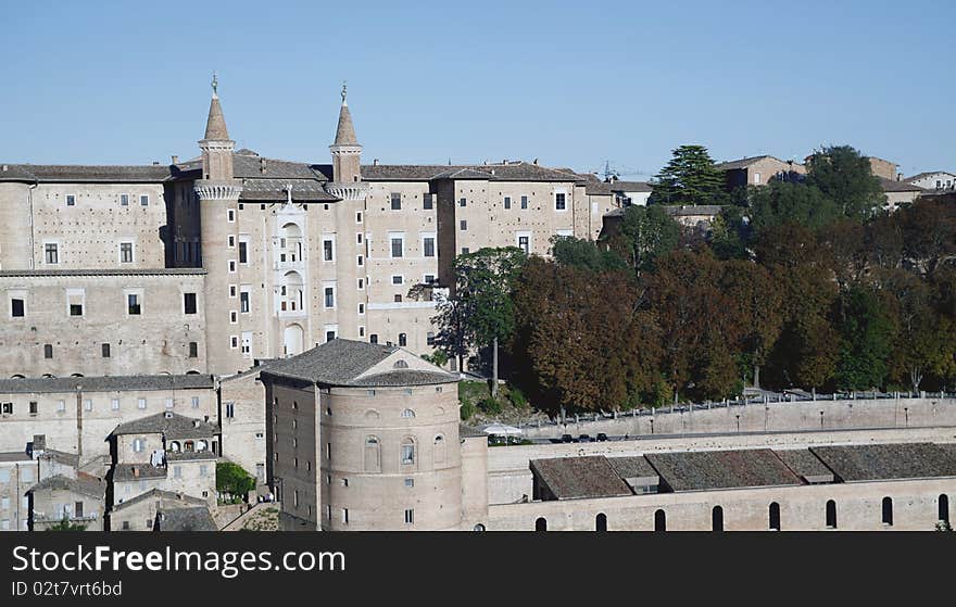 Castle of urbino with turrets and teathre