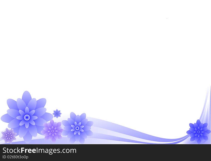 Blue flowers on a white background with place for your text. Blue flowers on a white background with place for your text