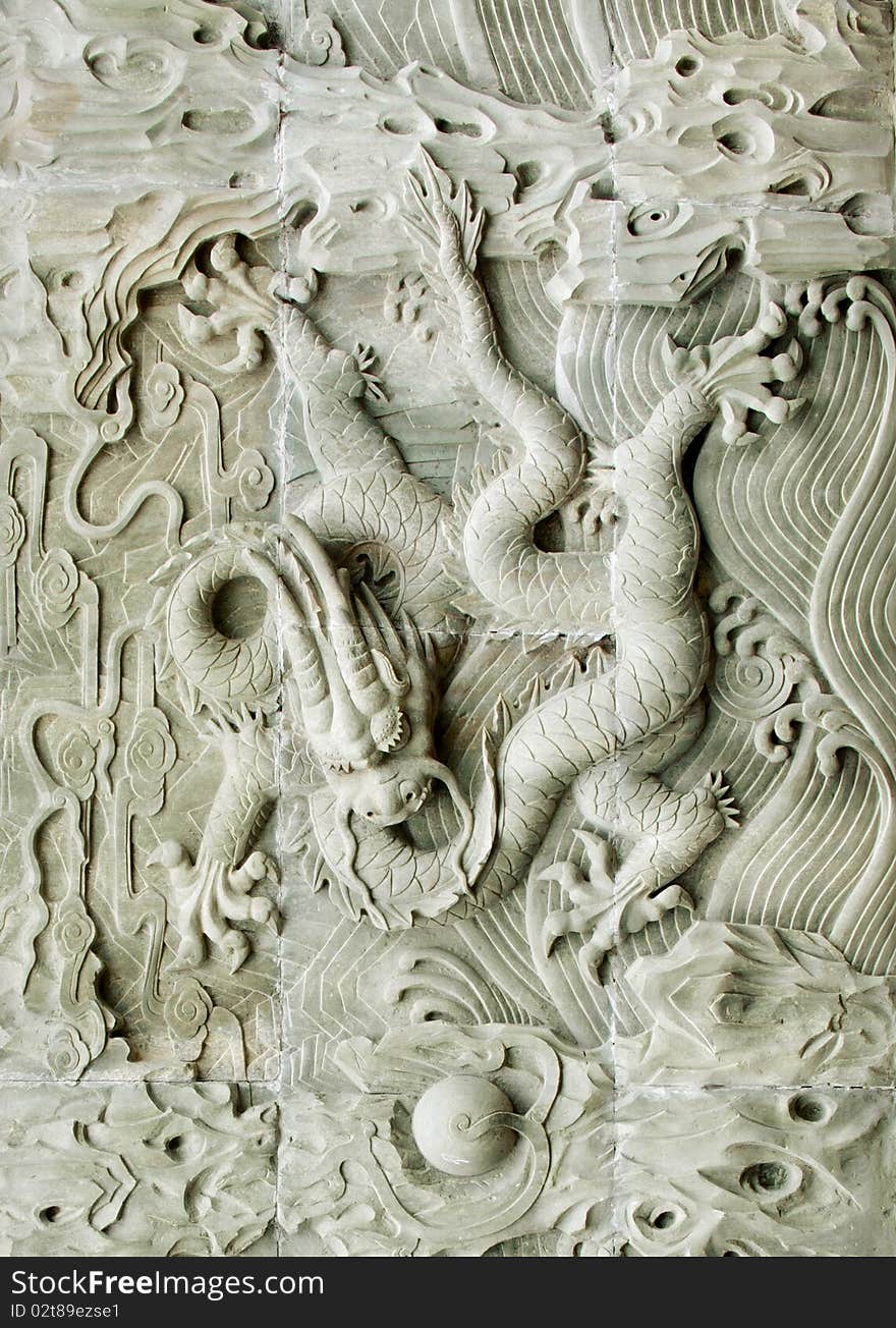 Chinese dragon s relief