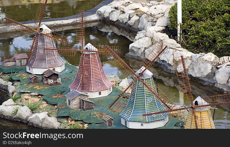 Nederland windmills miniature from park in italy