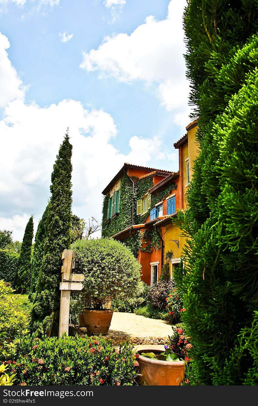 Colorful tree house.