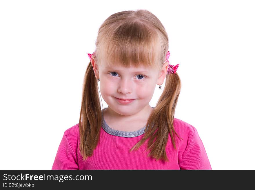 Cute little girl looking up at the camera. Cute little girl looking up at the camera