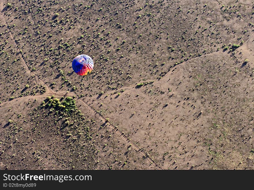 Hot Air Balloon Over Desert