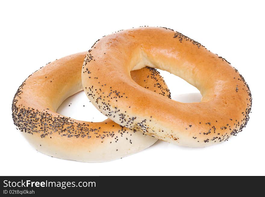 Bagels on white background