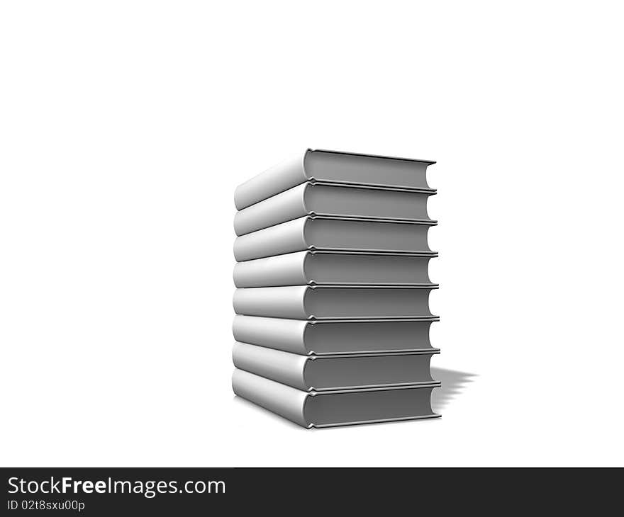 Pile of white books over white background